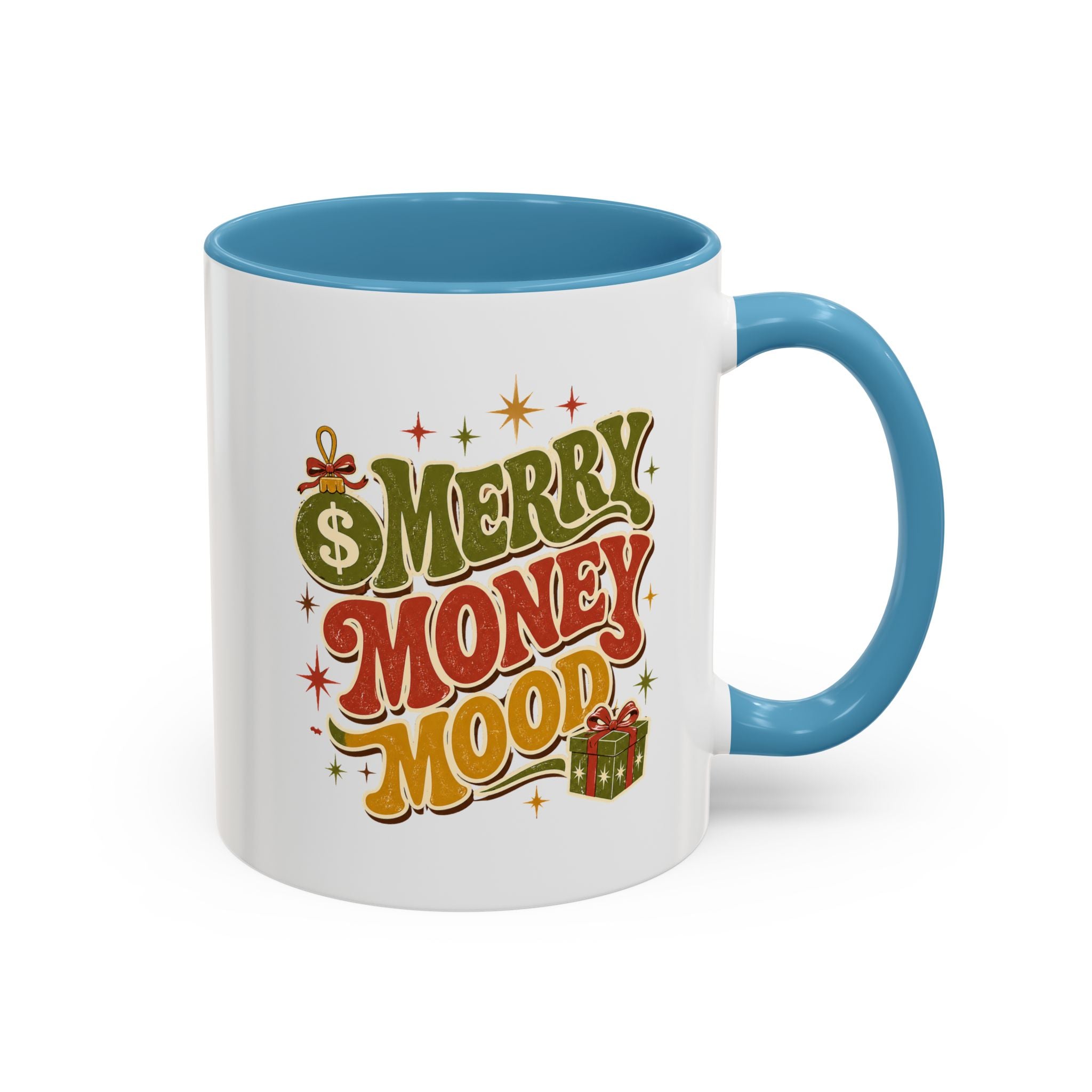Modern Day Christmas Merry Money Mood Coffee Mug – Holiday Retro Gift Mug