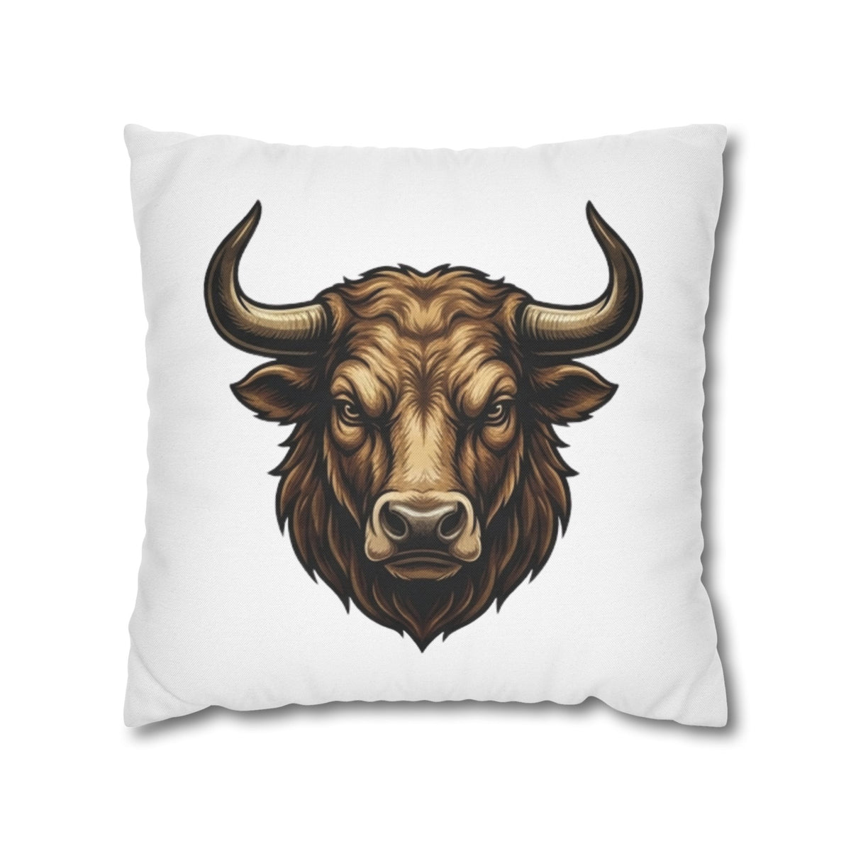 Taurus Bull Head Decorative Pillowcase — Rustic Farmhouse Toss Pillow Cover