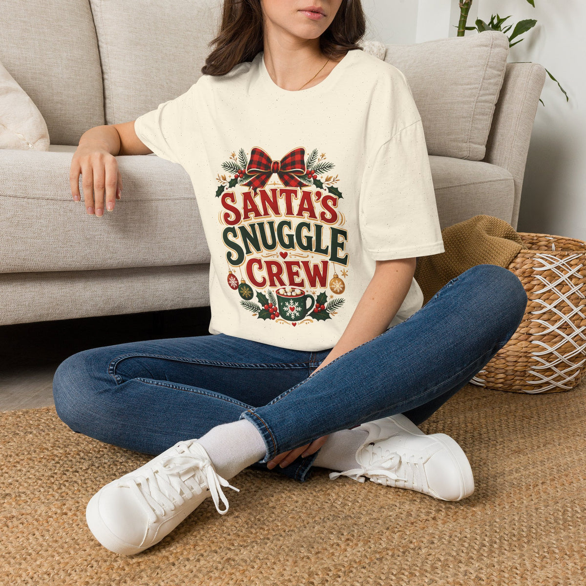 Santa's Snuggle Crew T-Shirt — Cute Christmas Holiday Tee
