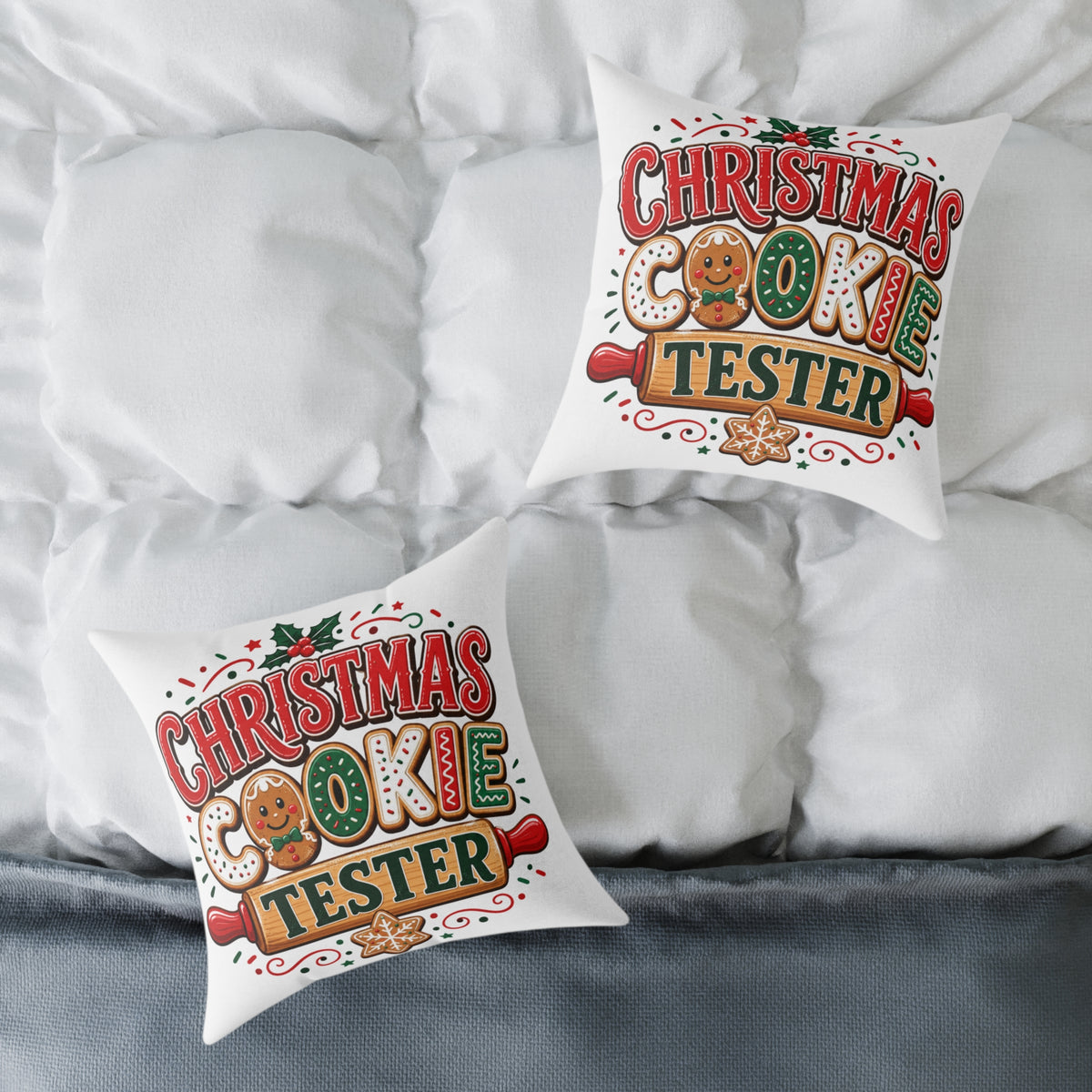 Christmas Cookie Tester Pillow — Festive Holiday Throw Pillow for Baking Lovers
