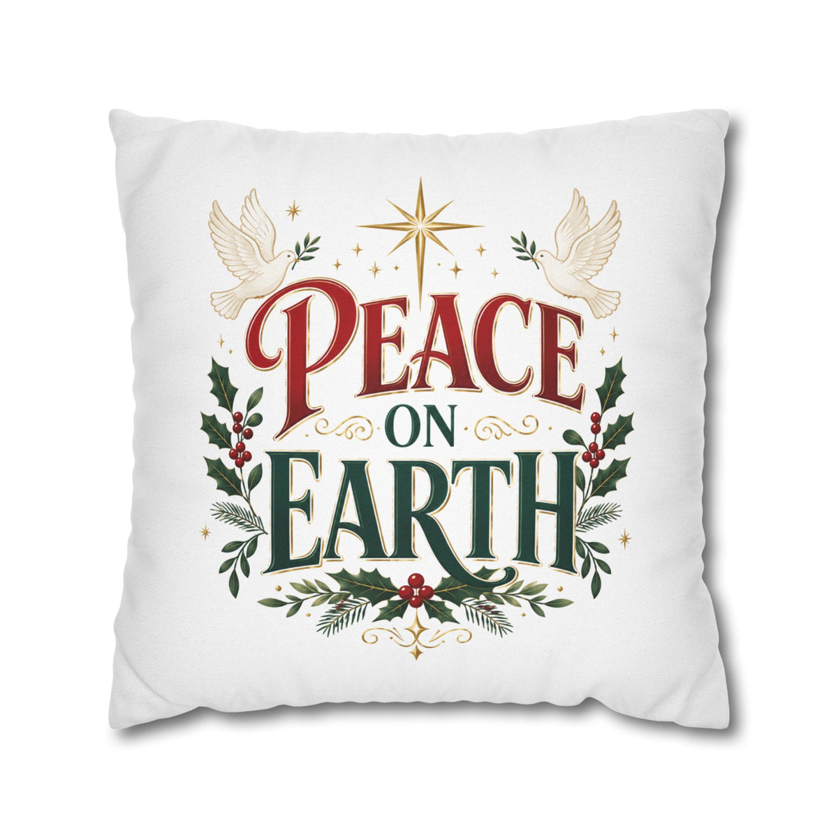 Christmas Peace on Earth Holiday Pillowcase — Christmas Decorative Throw Pillow Cover
