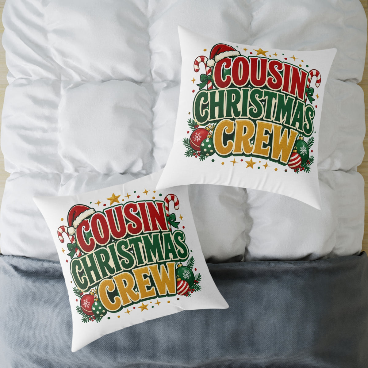 Cousin Christmas Crew Throw Pillow — Festive Holiday Decorative Cushion