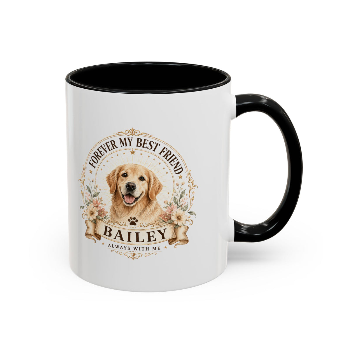 Milo Bailey Dog Dad Mom Golden Retriever Coffee Mug — “Forever My Best Friend” Personalized Dog Mug (Bailey)