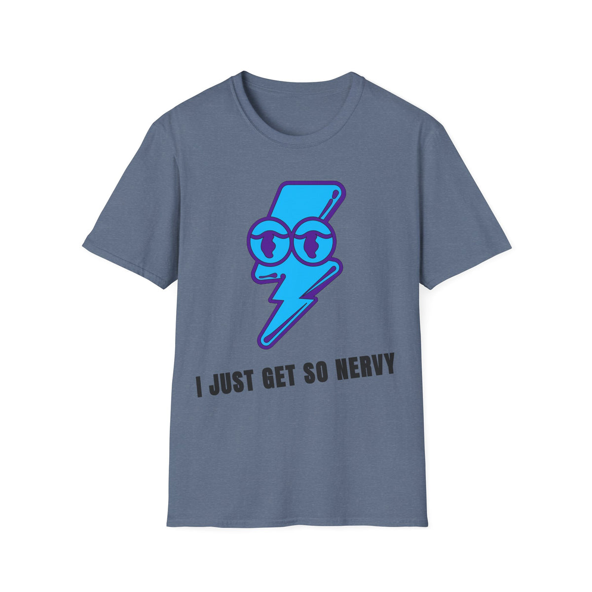 Graphic T-Shirt — 'I Just Get So Nervy' Blue Lightning Emoji Tee - Trending Now - September 2026
