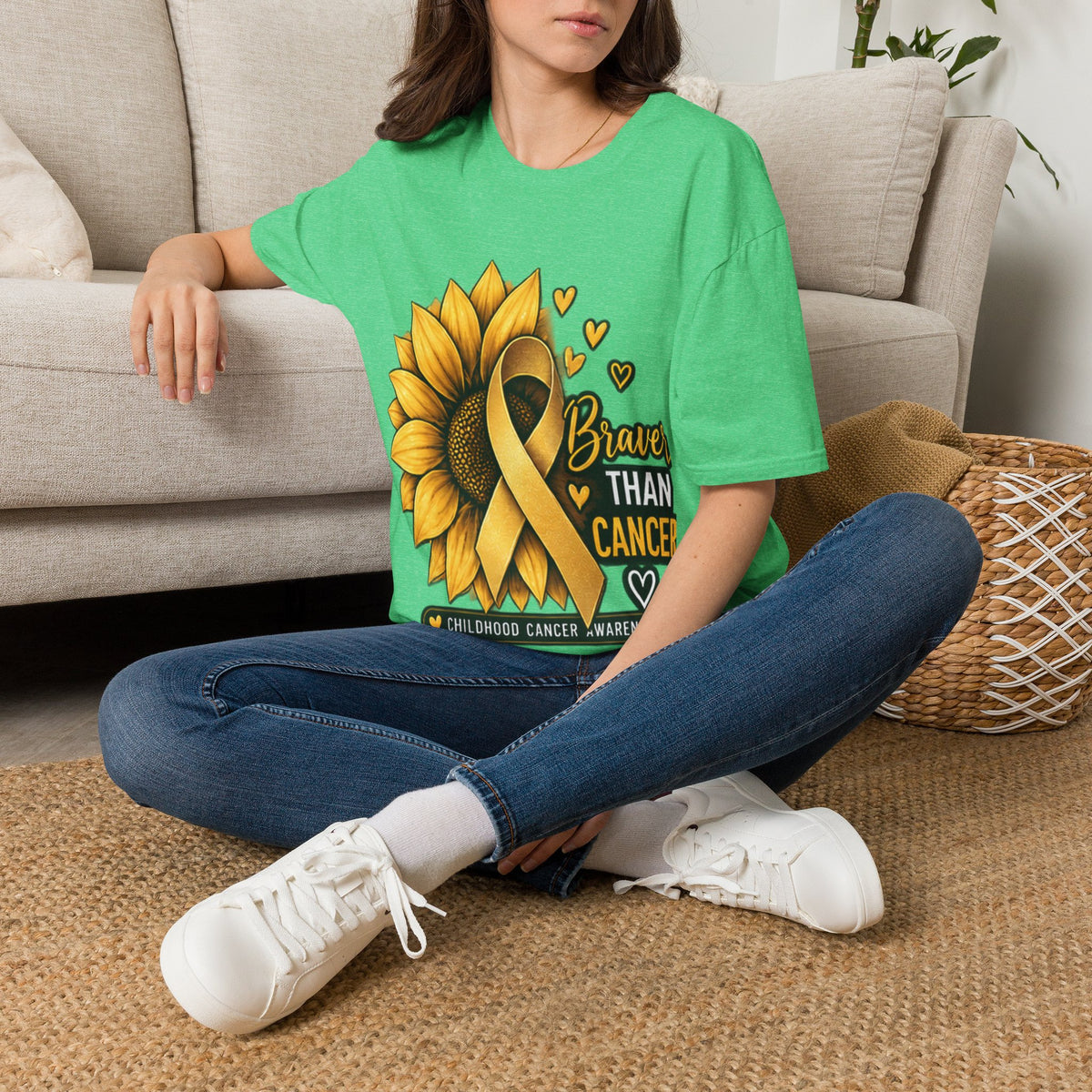 Braver Than Cancer Childhood Cancer Awareness Sunflower T-Shirt