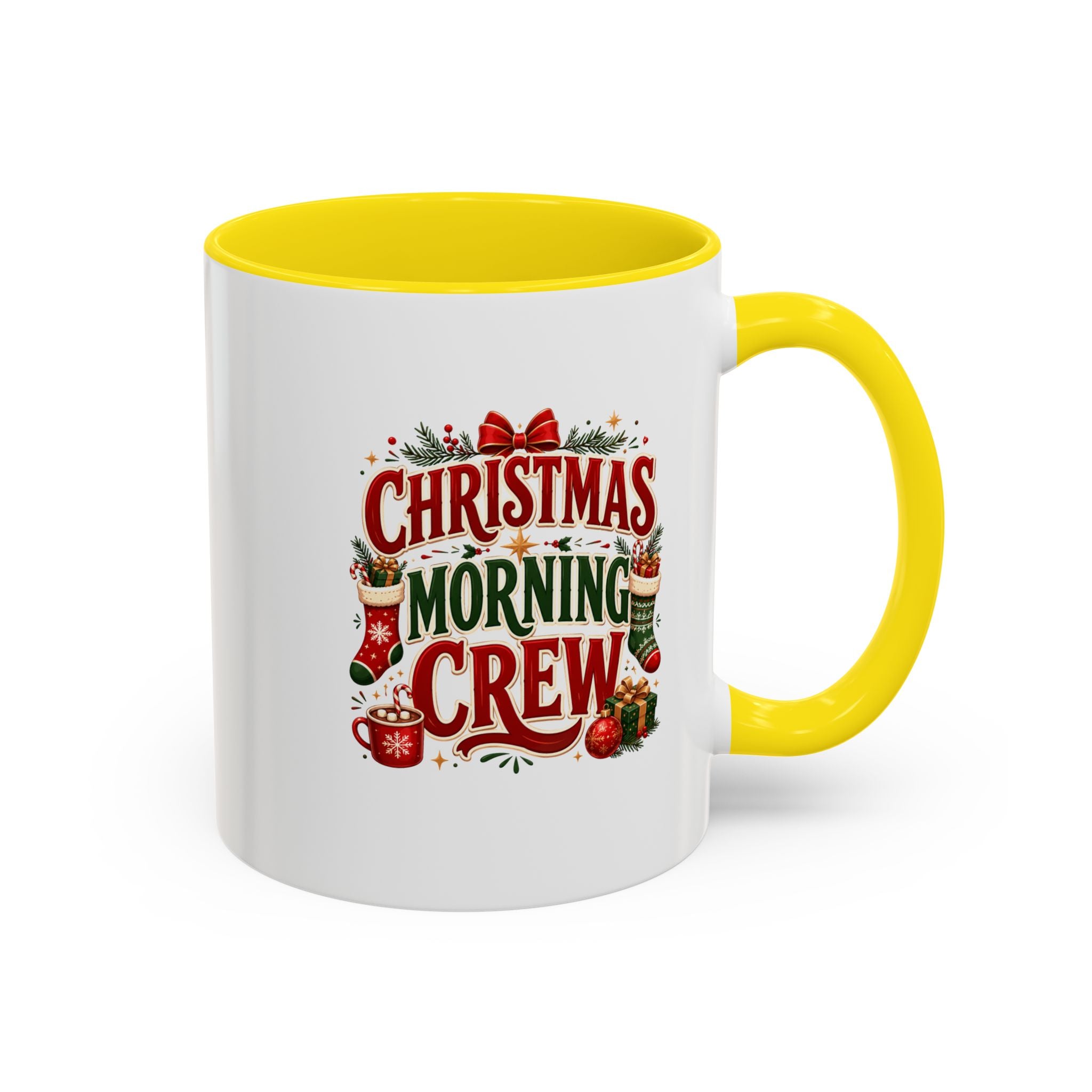 Christmas Morning Crew Accent Coffee Mug – Holiday Coffee Cup