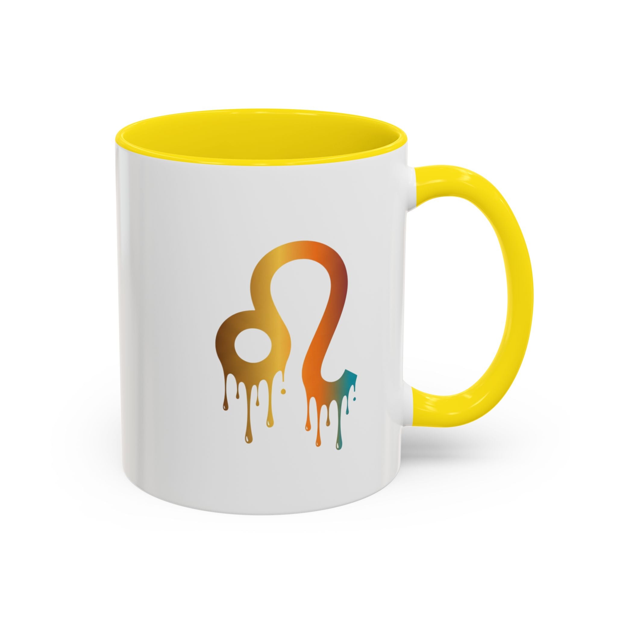 Leo Zodiac Coffee Mug — Dripping Rainbow Leo Symbol Accent Mug