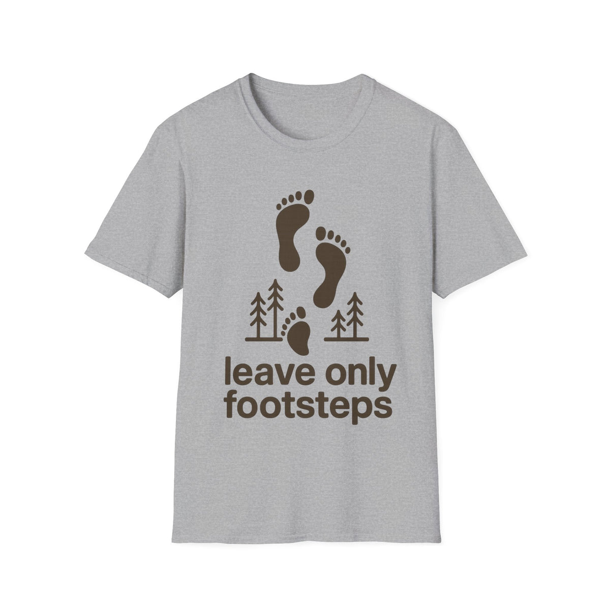 "Leave Only Footsteps" Minimalist Outdoor Graphic Tee - Aesthetic Eco Friendly Nature White T-Shirt - Trending Now - September 2026