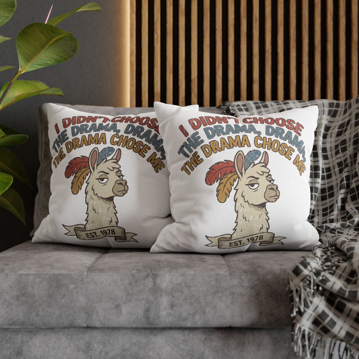 Llama Drama Pillowcase – Funny "I Didn't Choose the Drama, Drama Chose Me" Decorative Cushion Cover