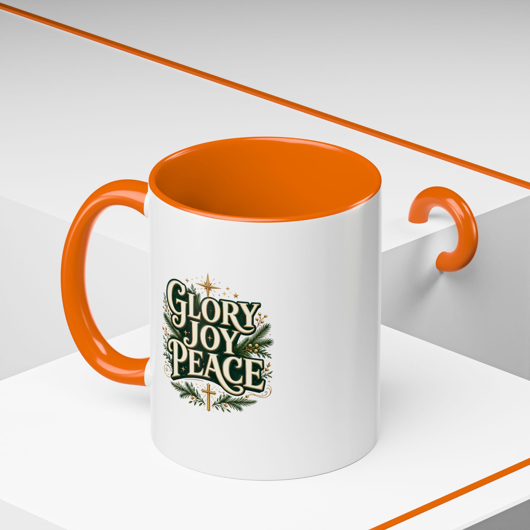 Glory Joy Peace Christmas Coffee Mug - Holiday Scripture Accent Mug