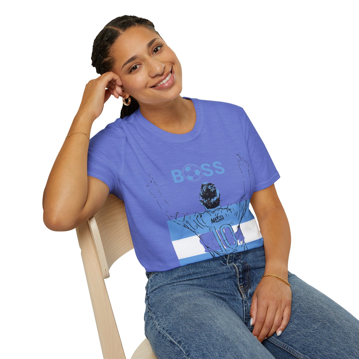 Soccer Boss T‑Shirt — 'BOSS' Striped Football Player Graphic Tee