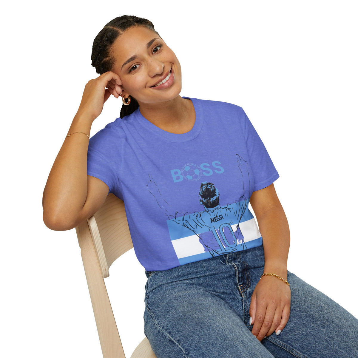 Soccer Boss T‑Shirt — 'BOSS' Striped Football Player Graphic Tee