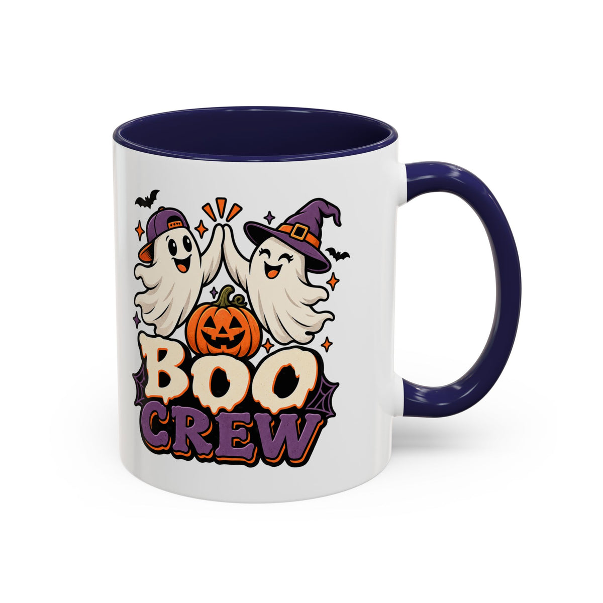 Boo Crew Halloween Accent Coffee Mug — Cute Ghosts & Jack-O'-Lantern Design (11/15 oz)