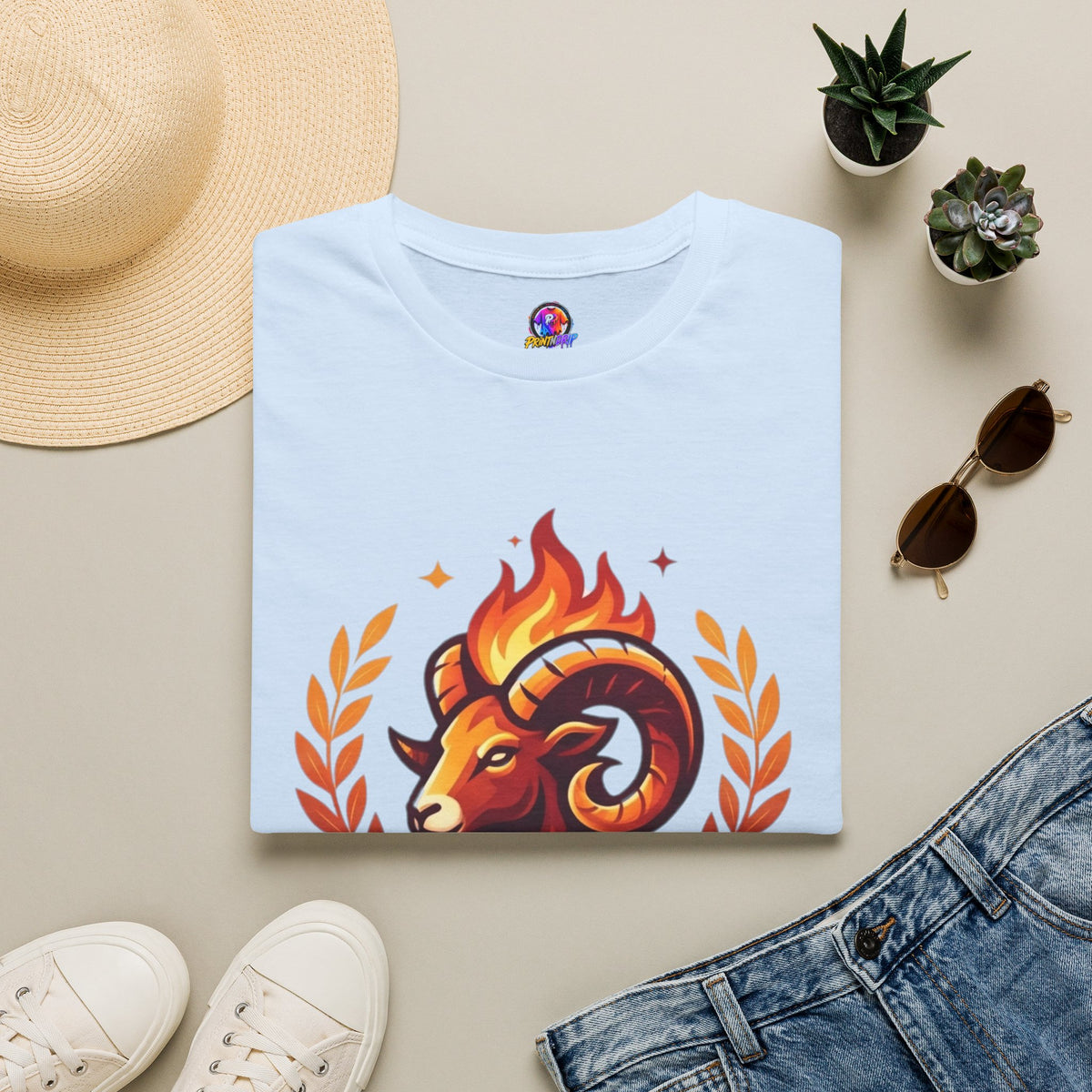Aries Zodiac T-Shirt — "Born to Lead Not to Follow" Ram Graphic