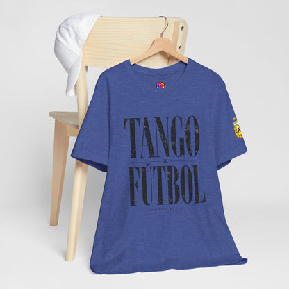 Argentina - Tango y Fútbol Graphic Tee - Bold Serif Soccer & Dance Shirt