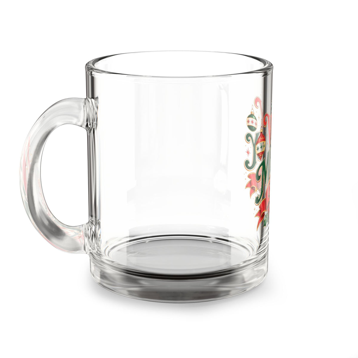 Christmas Glass Mug 10 oz Very Merry Club Glass Mug — 10oz Holiday Coffee Tea Cup