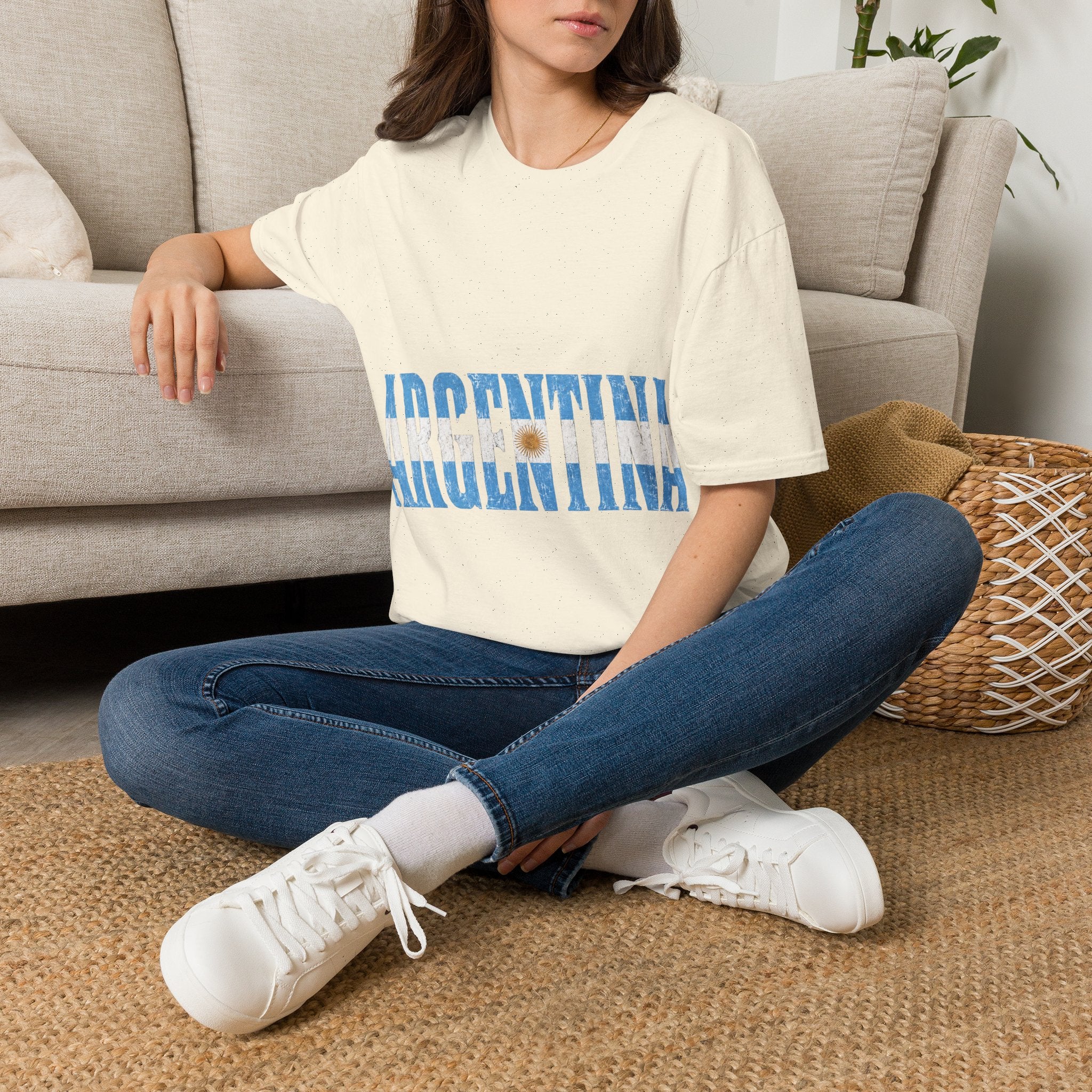 Argentina Beach Vibes T-Shirt — Distressed Blue "ARGENTINA" Graphic