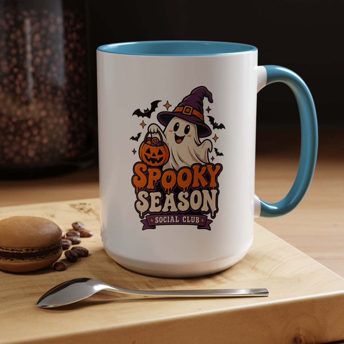 Spooky Season Coffee Mug — Cute Ghost Halloween Accent Mug (11/15oz)