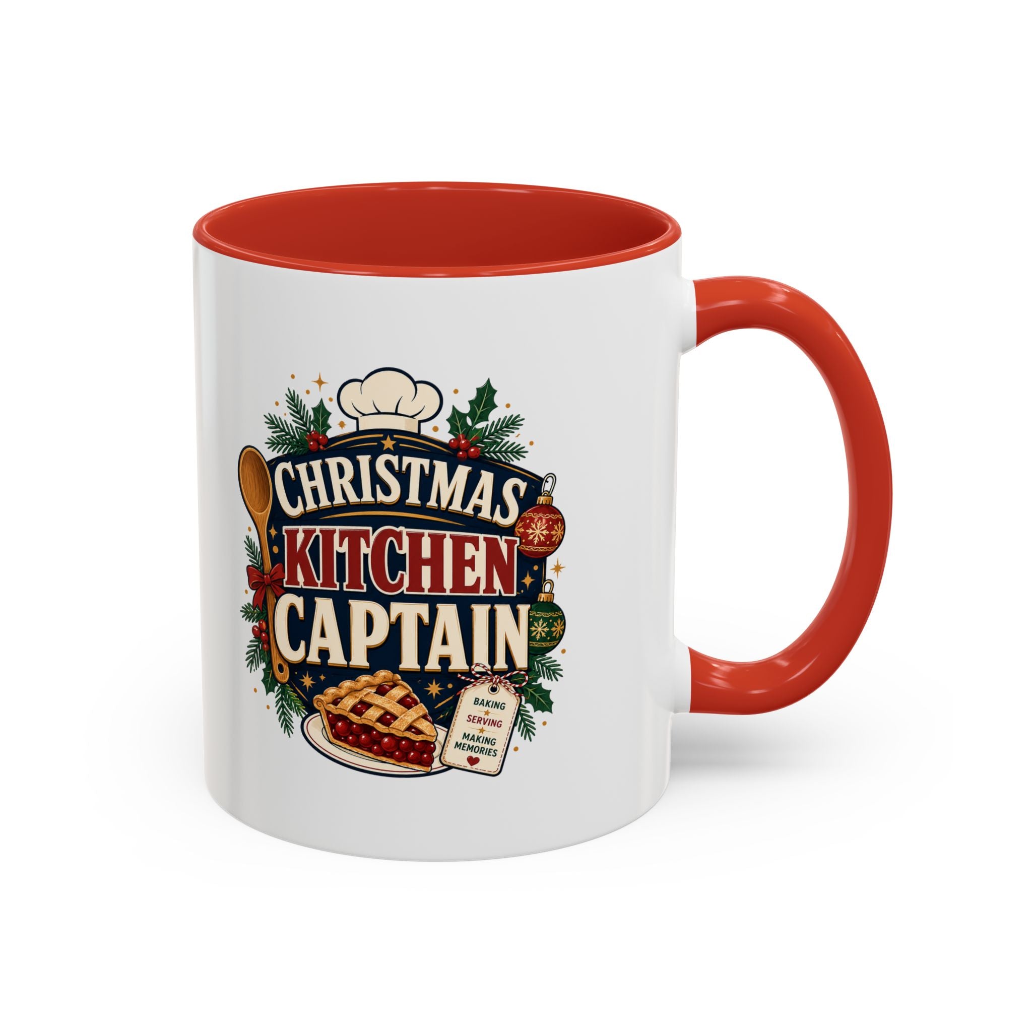 Modern Day Christmas Kitchen Captain Accent Coffee Mug — Holiday Baking Chef Gift (11/15oz)