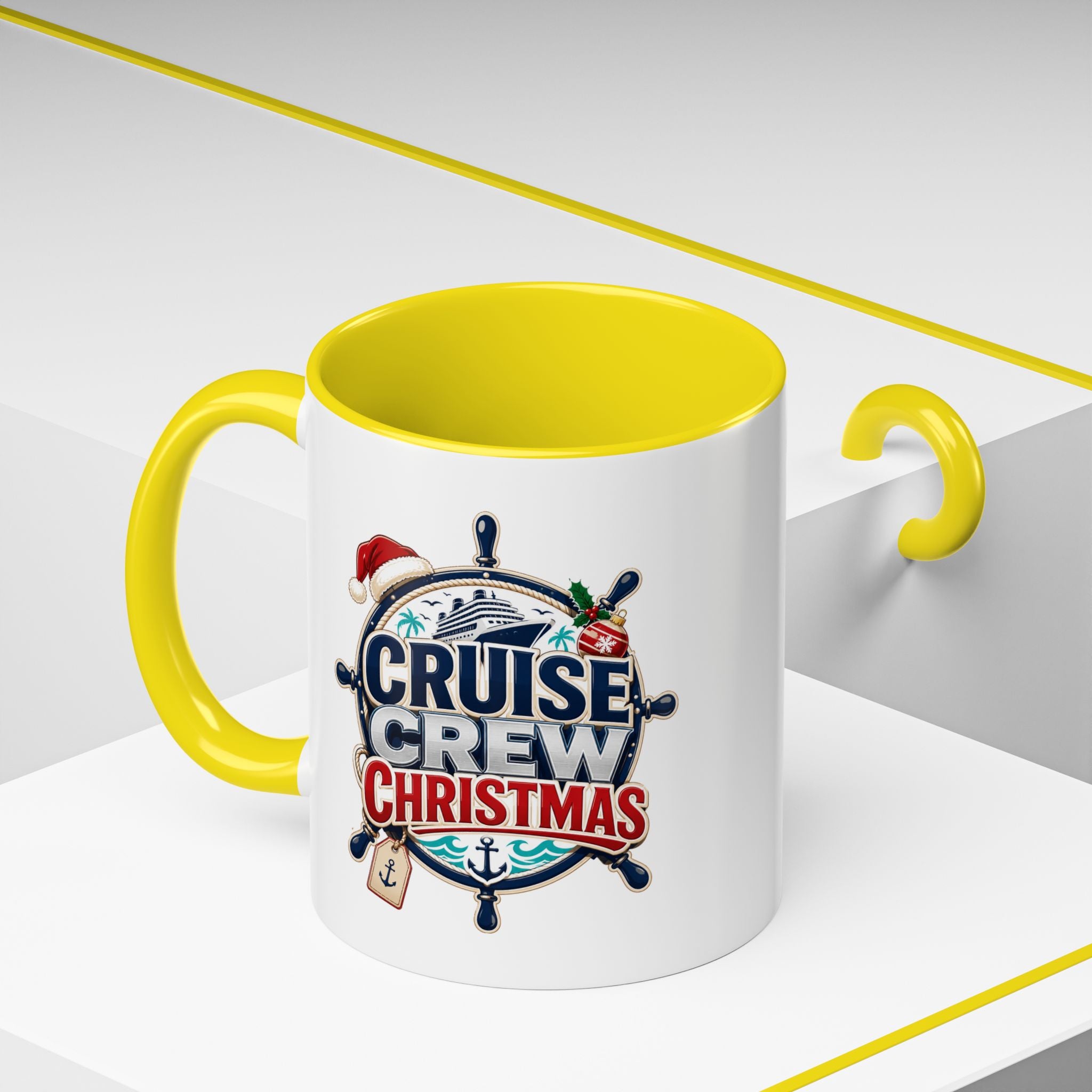 Modern Day Christmas  Cruise Crew Accent Coffee Mug - Holiday Nautical Travel Gift (11/15oz)
