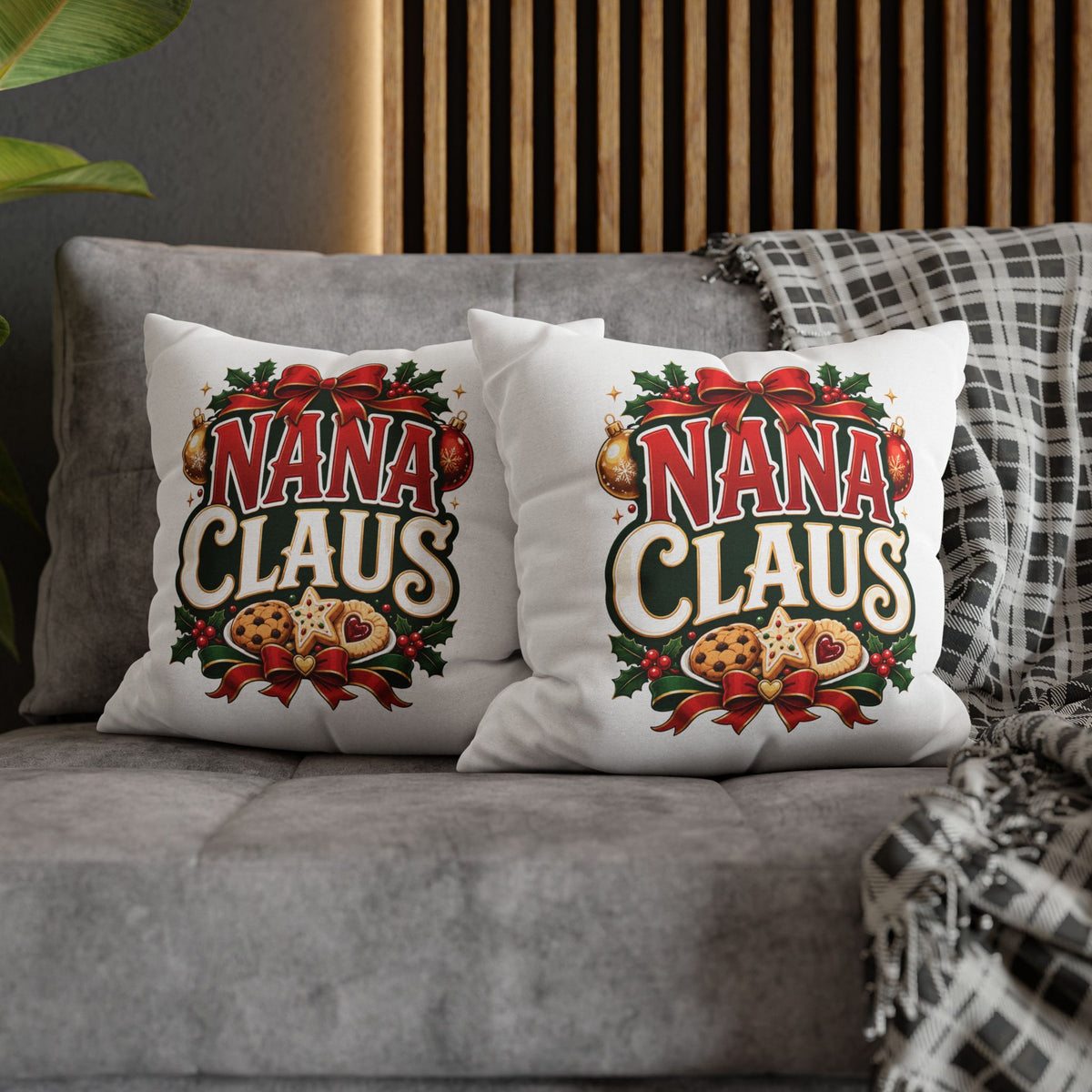 Nana Claus Christmas Pillowcase— Festive Holiday Decor Cushion for Grandmas