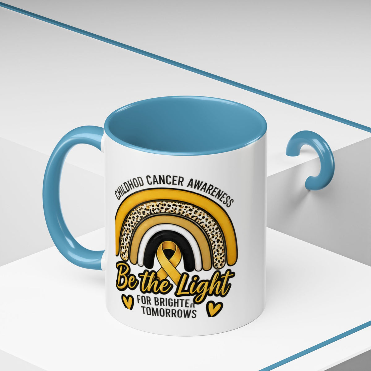 Childhood Cancer Awareness Accent Coffee Mug — "Be the Light" 11/15oz