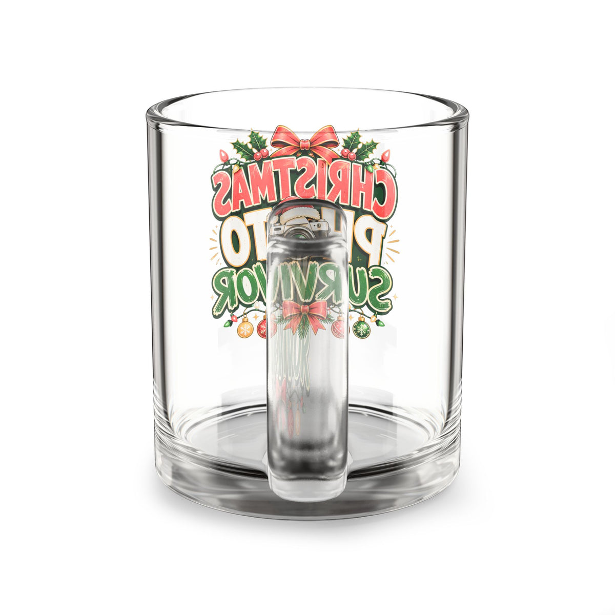 Christmas Glass Mug 10 oz Christmas Photo Survivor Glass Mug – 10oz Holiday Camera Lover Gift