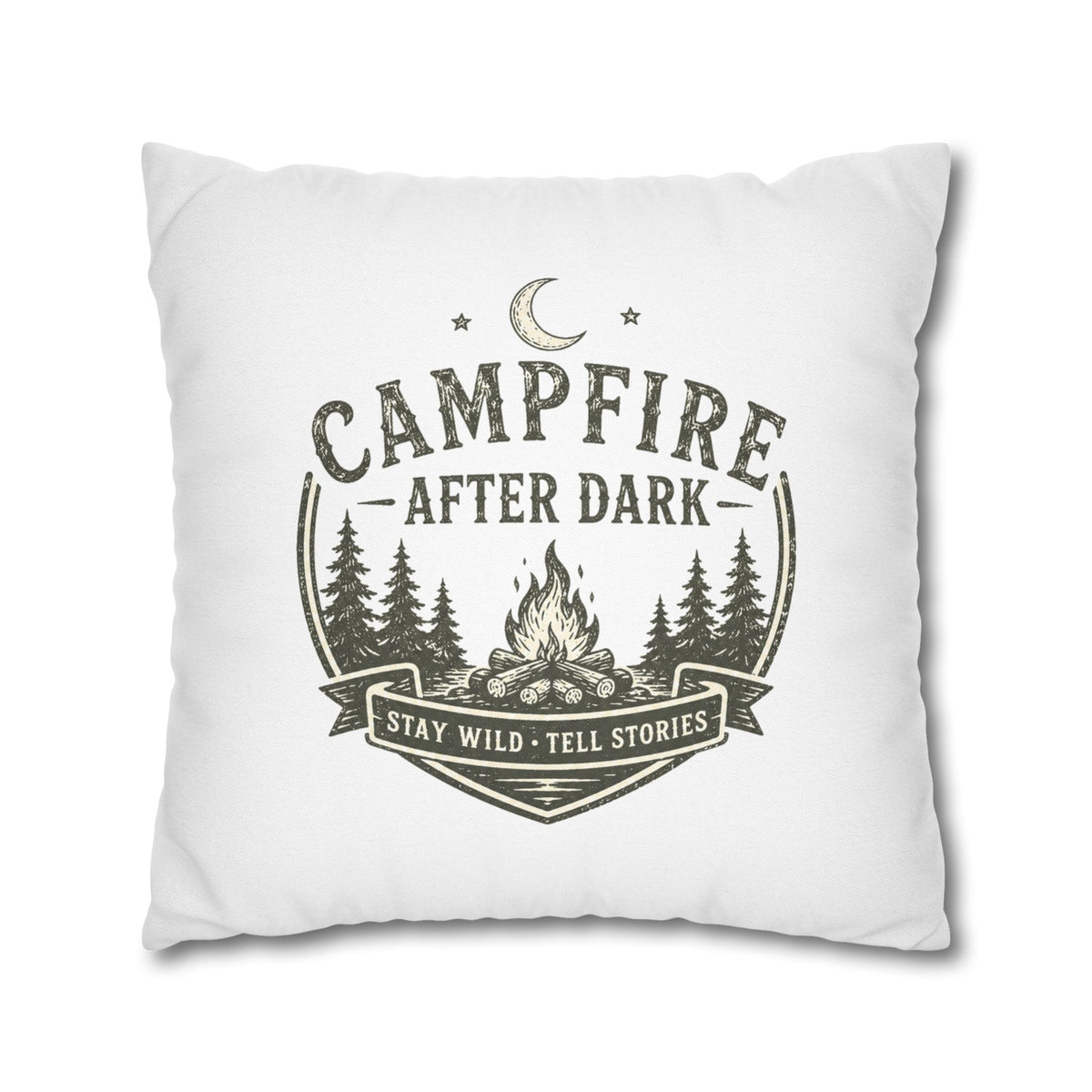Campfire After Dark Pillowcase Milo Bailey Dog Dad Mom — Rustic Camping Throw Pillow Cover