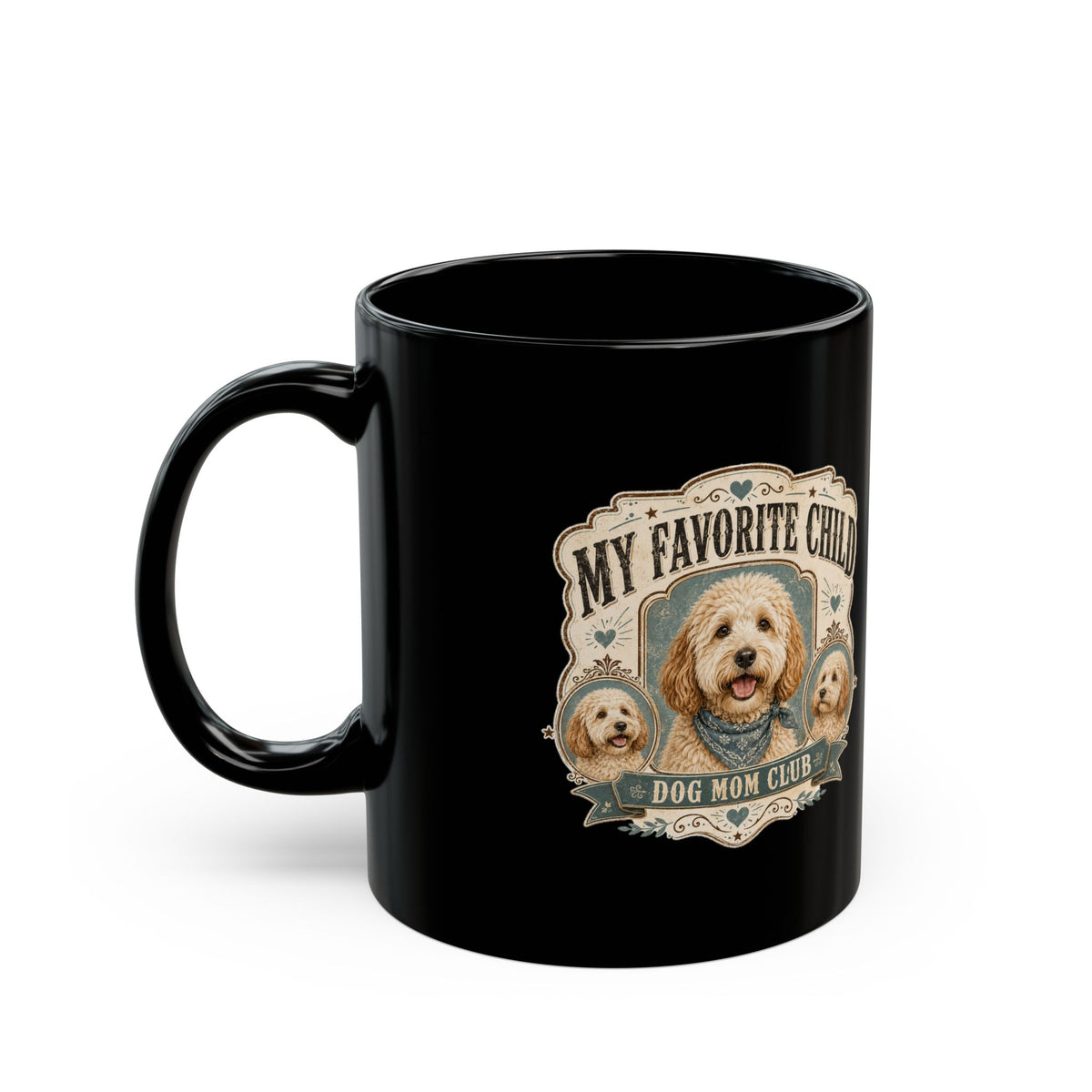 Milo Bailey Dog Dad Mom My Favorite Child Dog Mom Club Black Mug – Cute Doodle Pet Lover Coffee Cup