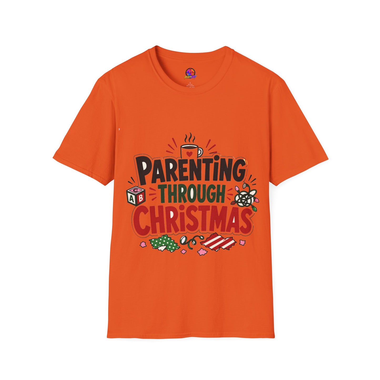 Parenting Through Christmas T-Shirt — Funny Holiday Mom Dad Tee