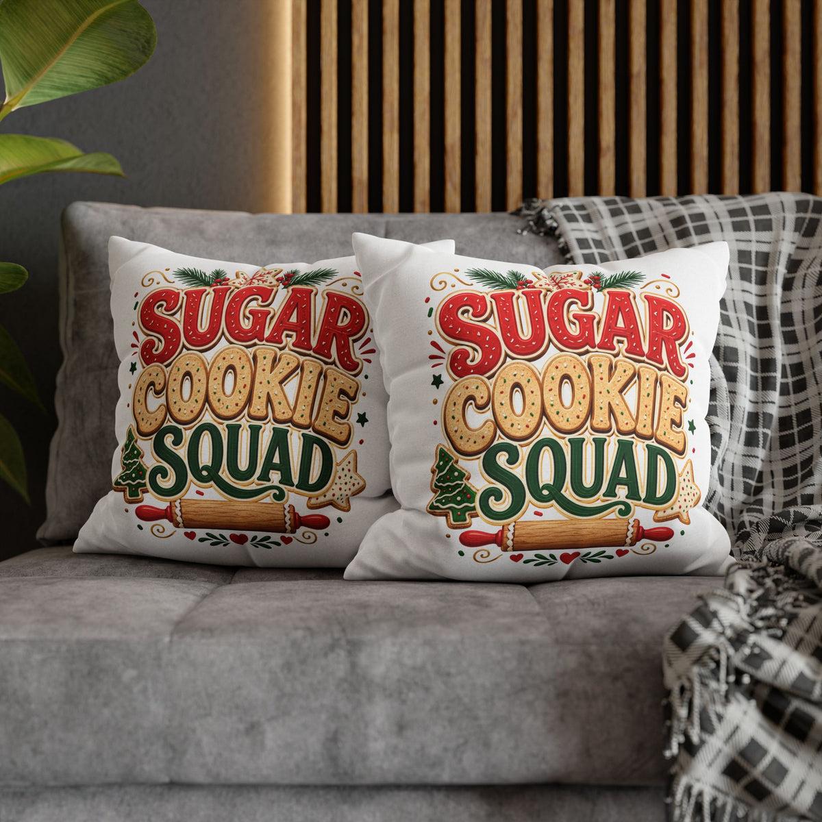 Christmas Sugar Cookie Squad Pillowcase – Festive Christmas Baking Decorative Throw Pillowcase