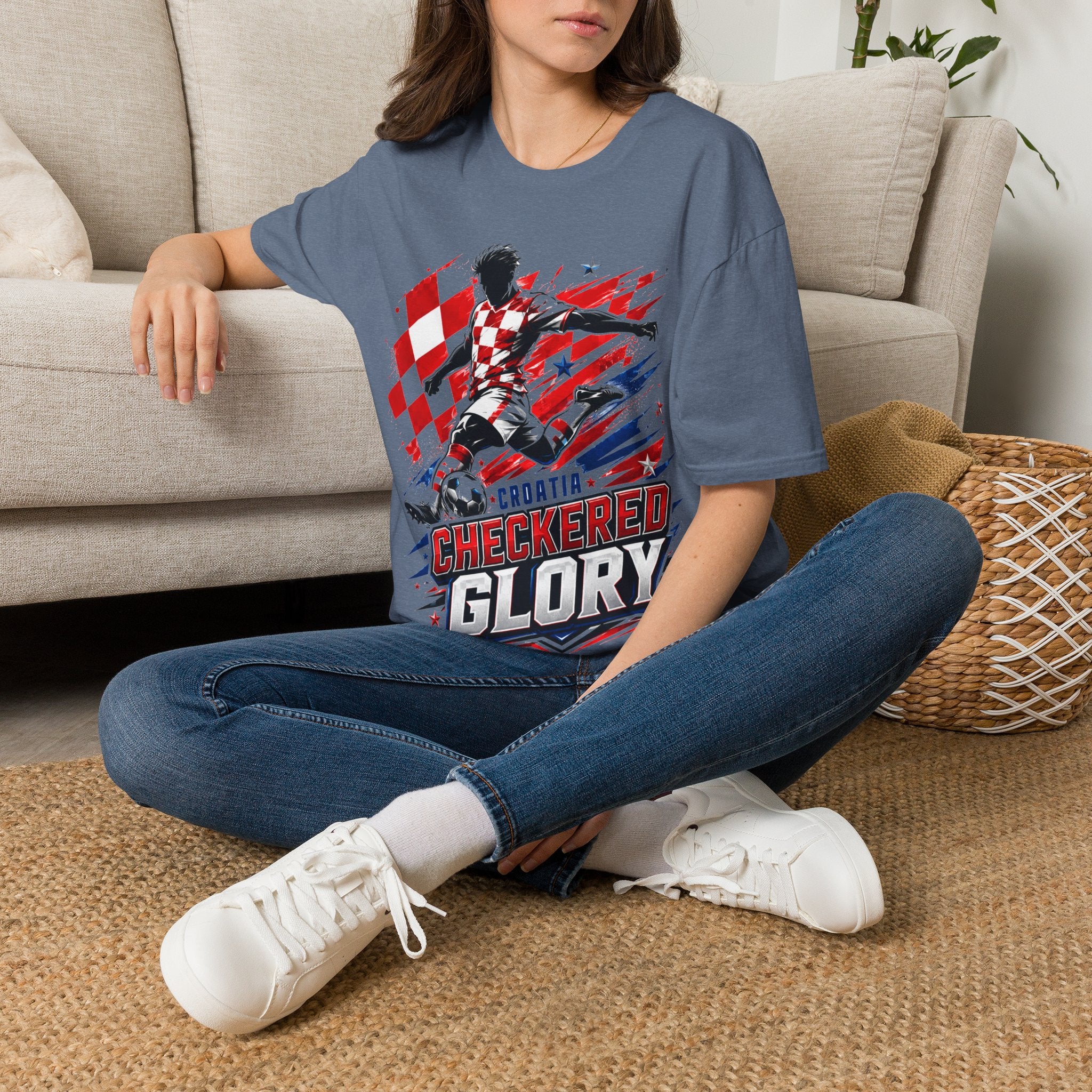 Checkered Glory T-Shirt — Croatia Soccer Fan Tee