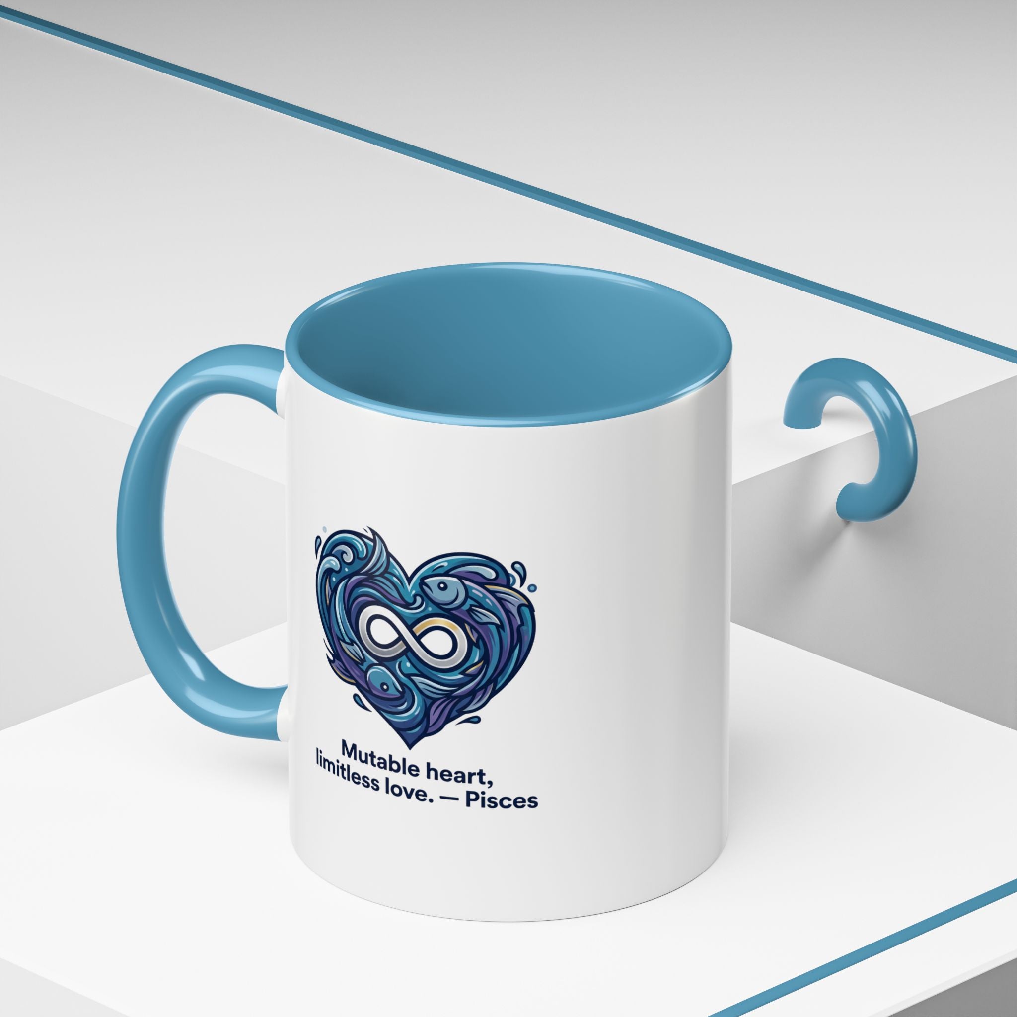 Pisces Heart Coffee Mug — "Mutable heart, limitless love" Zodiac Gift