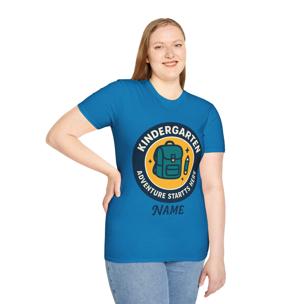 Kindergarten Teacher T‑Shirt – 'Kindergarten' Backpack Badge Design - Trending Now - August 2026
