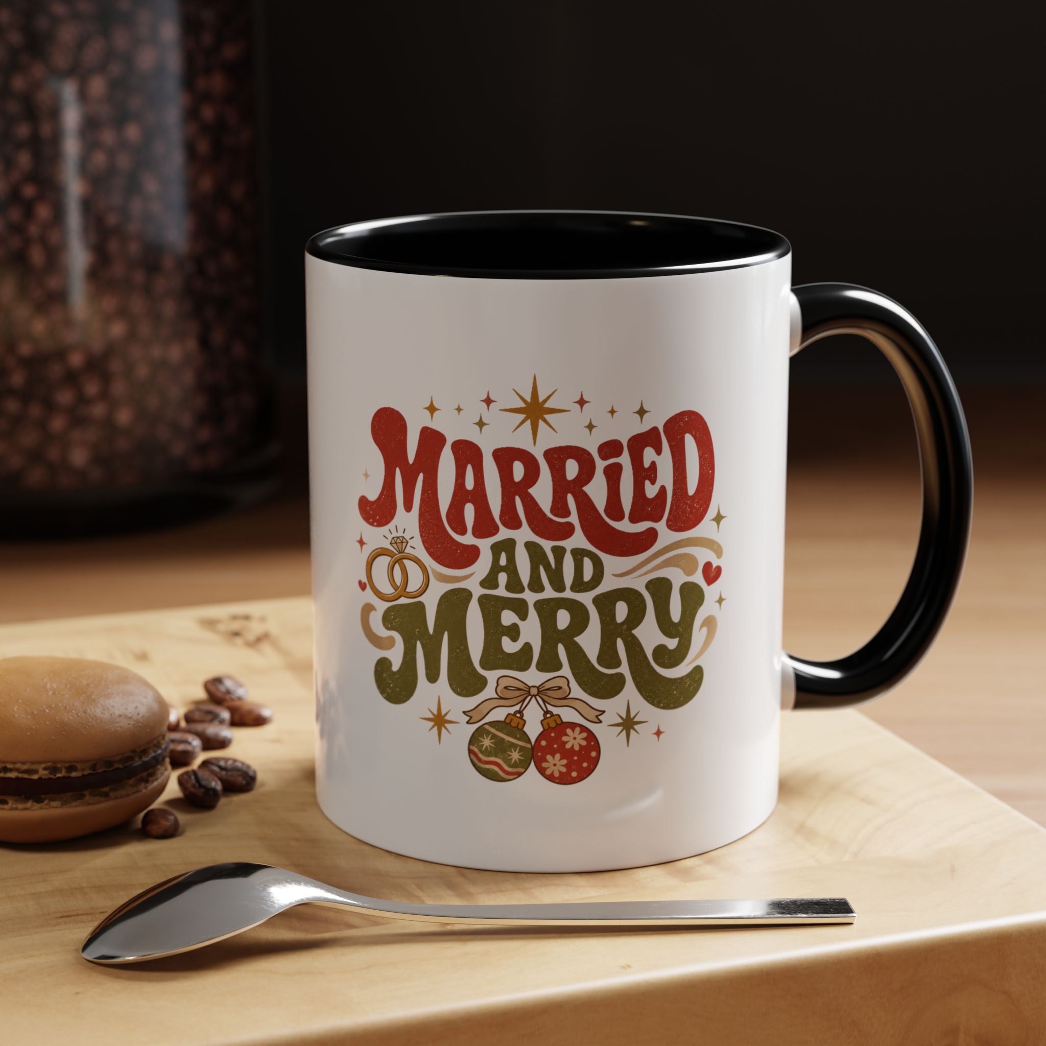 Christmas Married and Merry Christmas Coffee Mug — Holiday Accent Mug