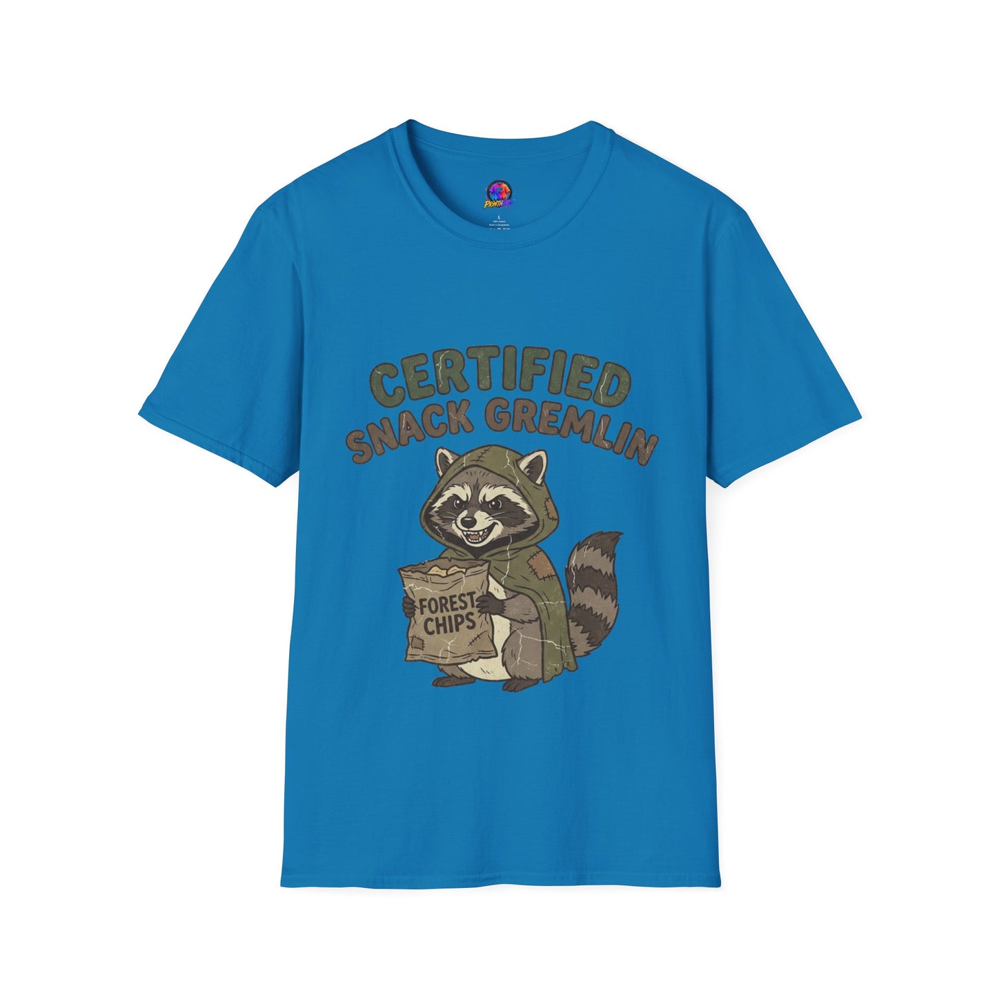 Certified Snack Gremlin T-Shirt — Funny Raccoon Snack Lover Tee