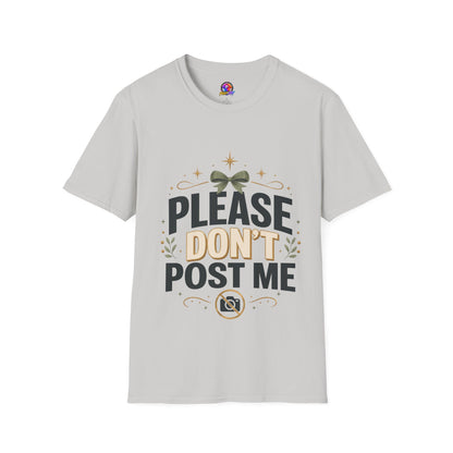 T-Shirt — Please Don’t Post Me Graphic Tee (Cute Bow, Social Media Humor)