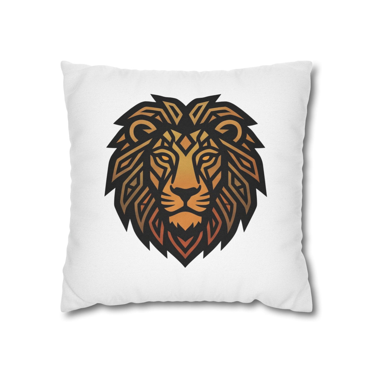 Leo Lion Head Decorative Pillowcase — Geometric Tribal Lion Throw Pillow Cover