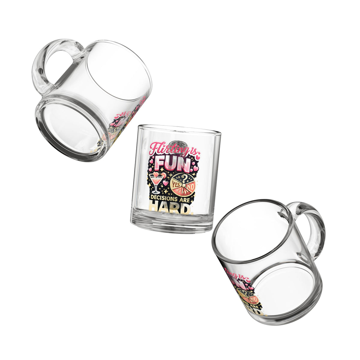 Libra Zodiac Glass Mug - "Flirting is Fun, Decisions Are Hard" Retro Cocktail Graphic