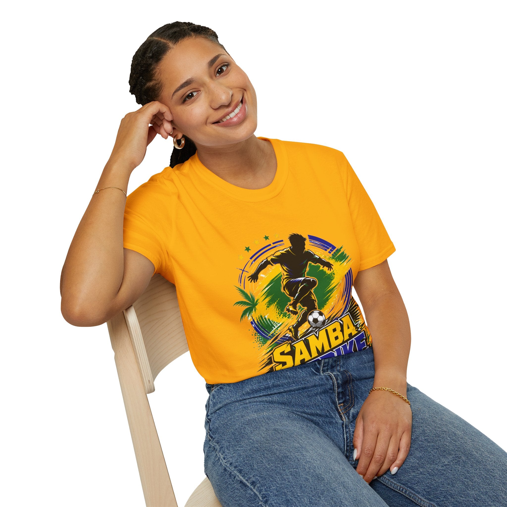 Brazil  Samba Strike Soccer T-Shirt — Brazilian Football Player Graphic Tee
