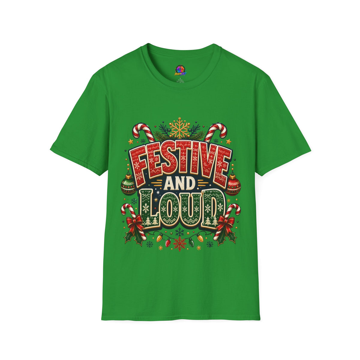Festive and Loud Holiday T-Shirt — Christmas Candy Cane Graphic Tee