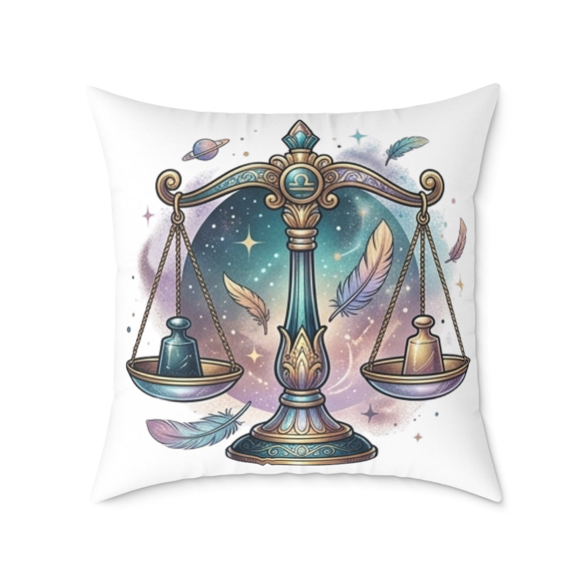 Balance Libra Zodiac Pillow  Astrological Square Poly Canvas Pillow