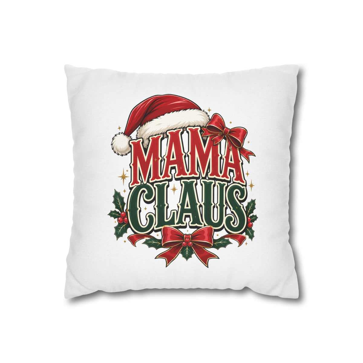 Christmas Mama Claus Holiday Throw Pillowcase — Christmas Decorative Square Pillow Cover