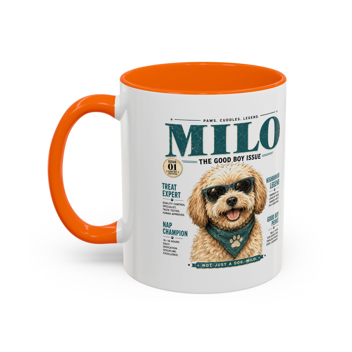 Milo Bailey Dog Dad Mom Milo Magazine-Style Accent Coffee Mug — Cute Dog Portrait