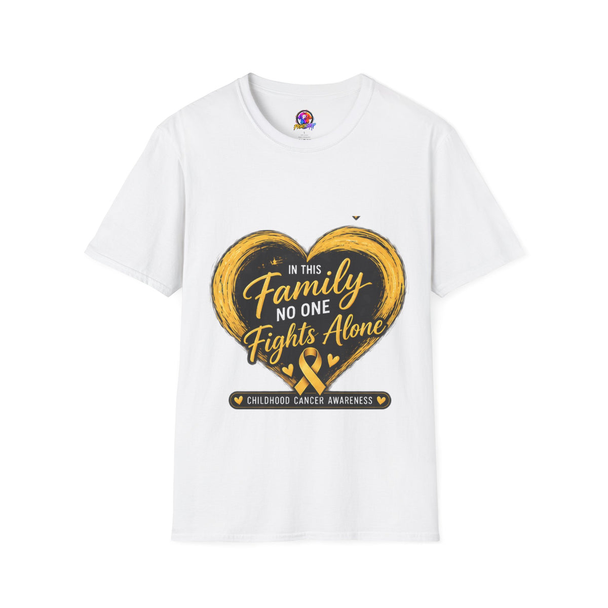 Childhood Cancer Awareness T-Shirt — "In This Family No One Fights Alone"