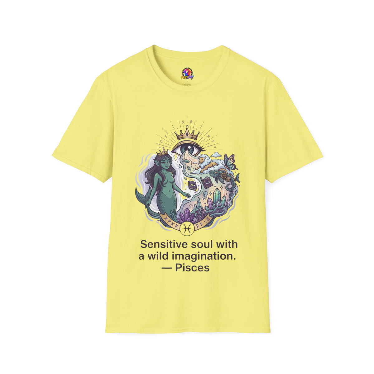 Pisces Zodiac Mystical Mermaid Art T-Shirt — "Sensitive soul with a wild imagination"