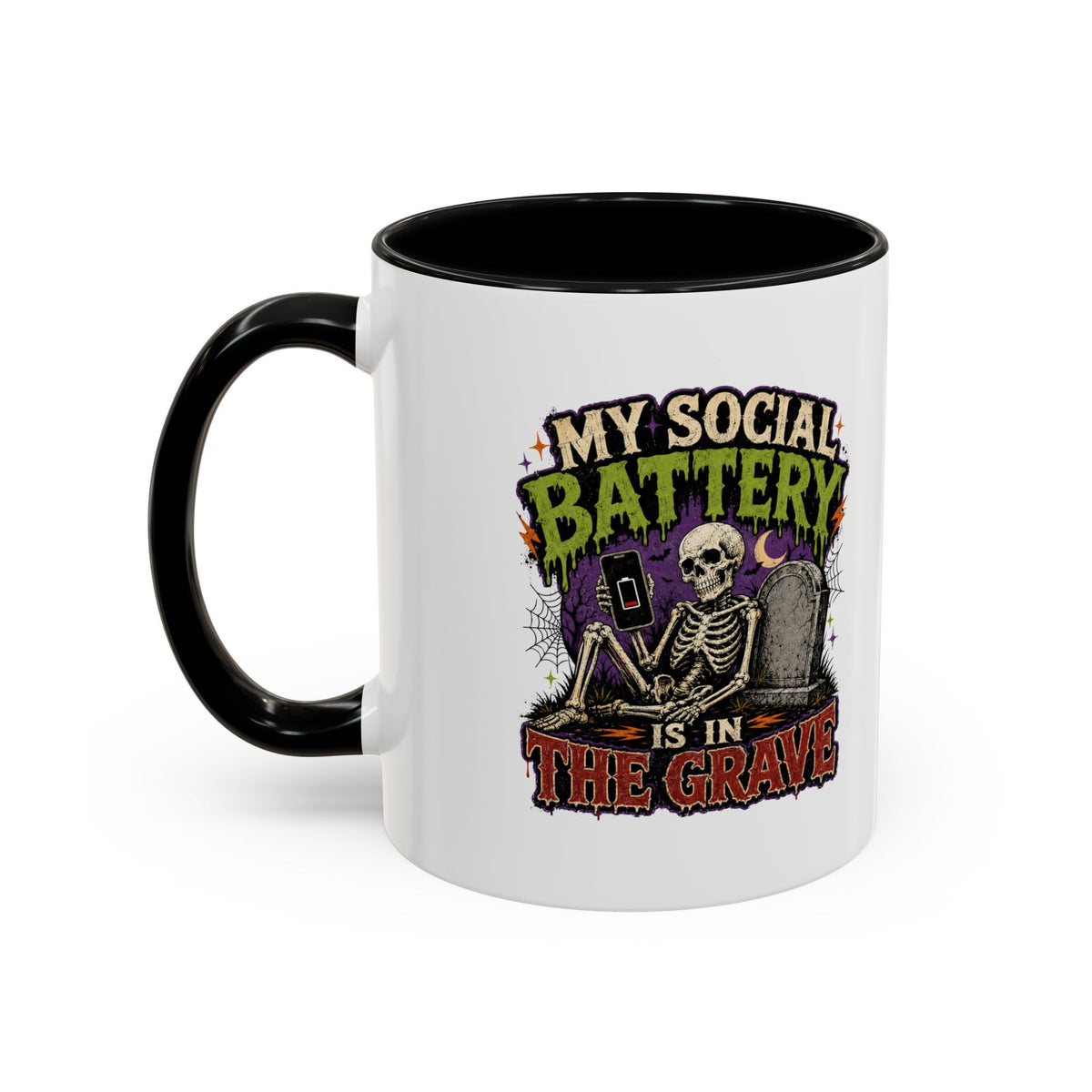 Halloween  My Social Battery Accent Coffee Mug