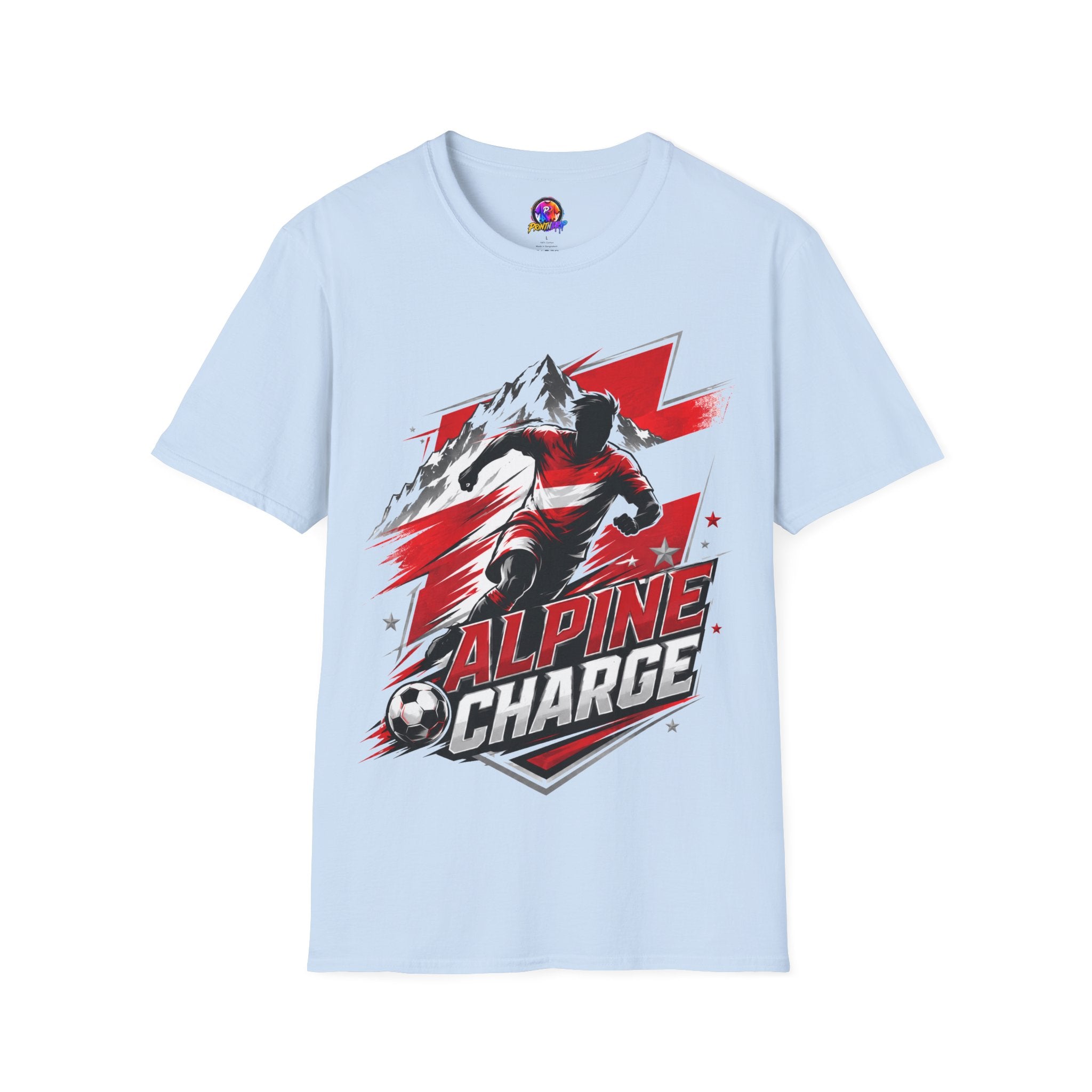 Austria  Alpine Charge Soccer T-Shirt — Mountain Football Graphic Tee -