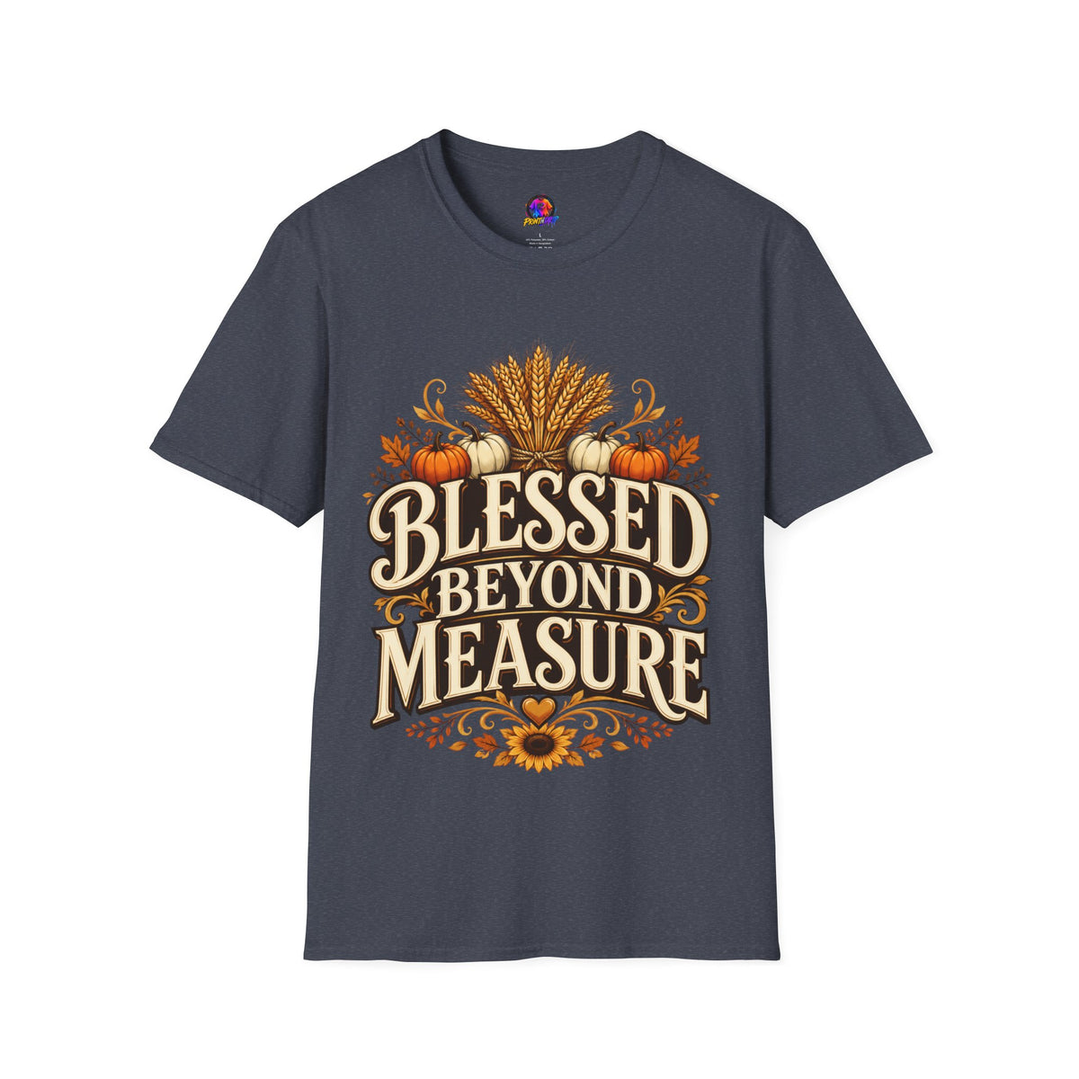 Thanksgiving T-Shirt Blessed Beyond Measure T-Shirt — Fall Harvest Pumpkin & Wheat Tee