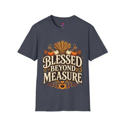 Blessed Beyond Measure T-Shirt — Fall Harvest Pumpkin & Wheat Tee